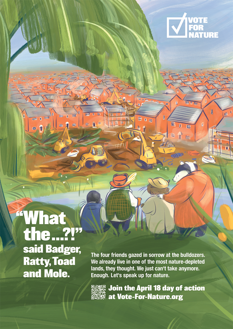 Vote For Nature campaign artwork — communities standing up for nature, parks, and green spaces
